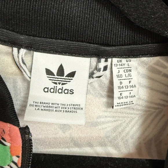 Adidas Originals Girls Palm Print Track Jacket Zip Up Athleisure Streetwear Sz L - Picture 6 of 9